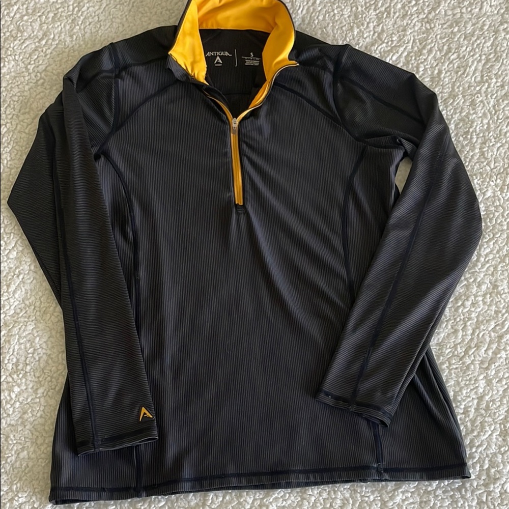 Antigua Quarter-Zip Golf Pullover Black and Gold Size Small Women’s